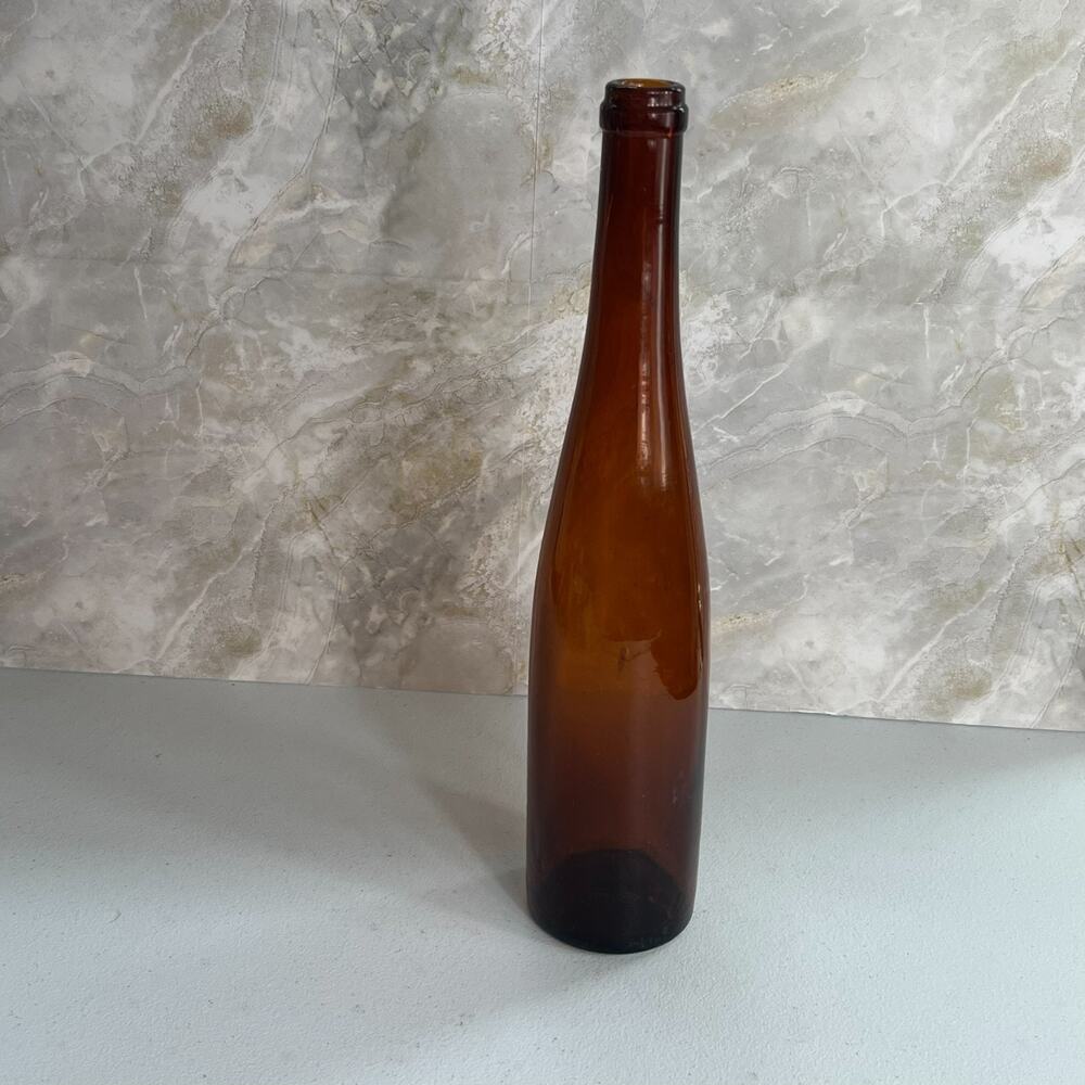 Antique Hand Blown Glass Bottle 14" Amber